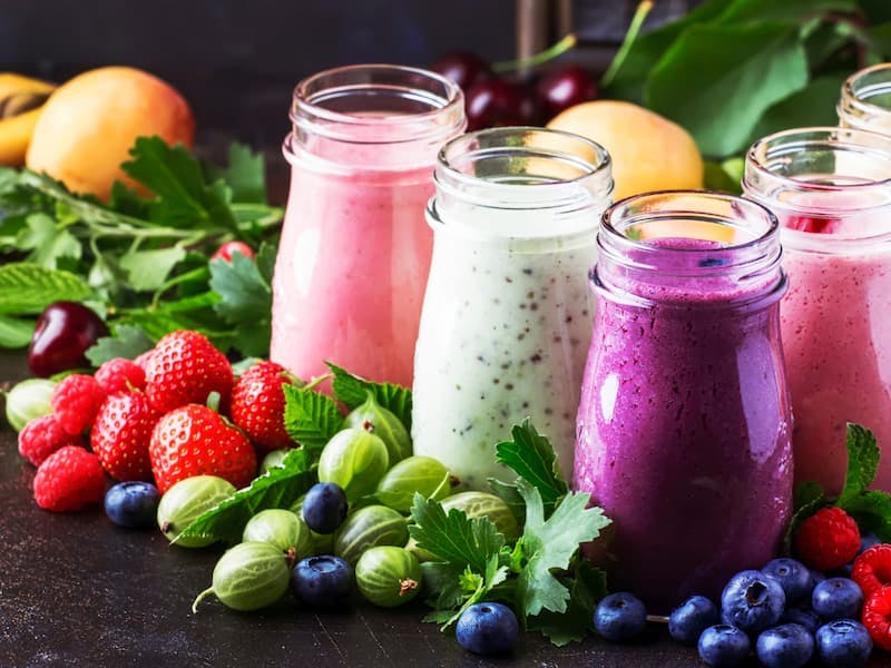 Smoothies, fruits and vegetables
